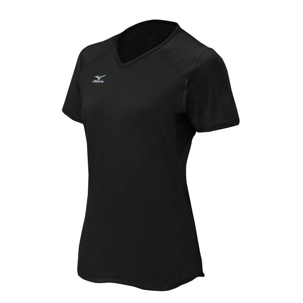 Mizuno Techno VI Short Sleeve Női Mezek Fekete TVD531904